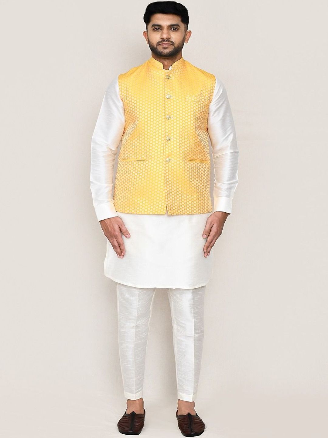 Jhambthreads Woven Design Nehru Jacket