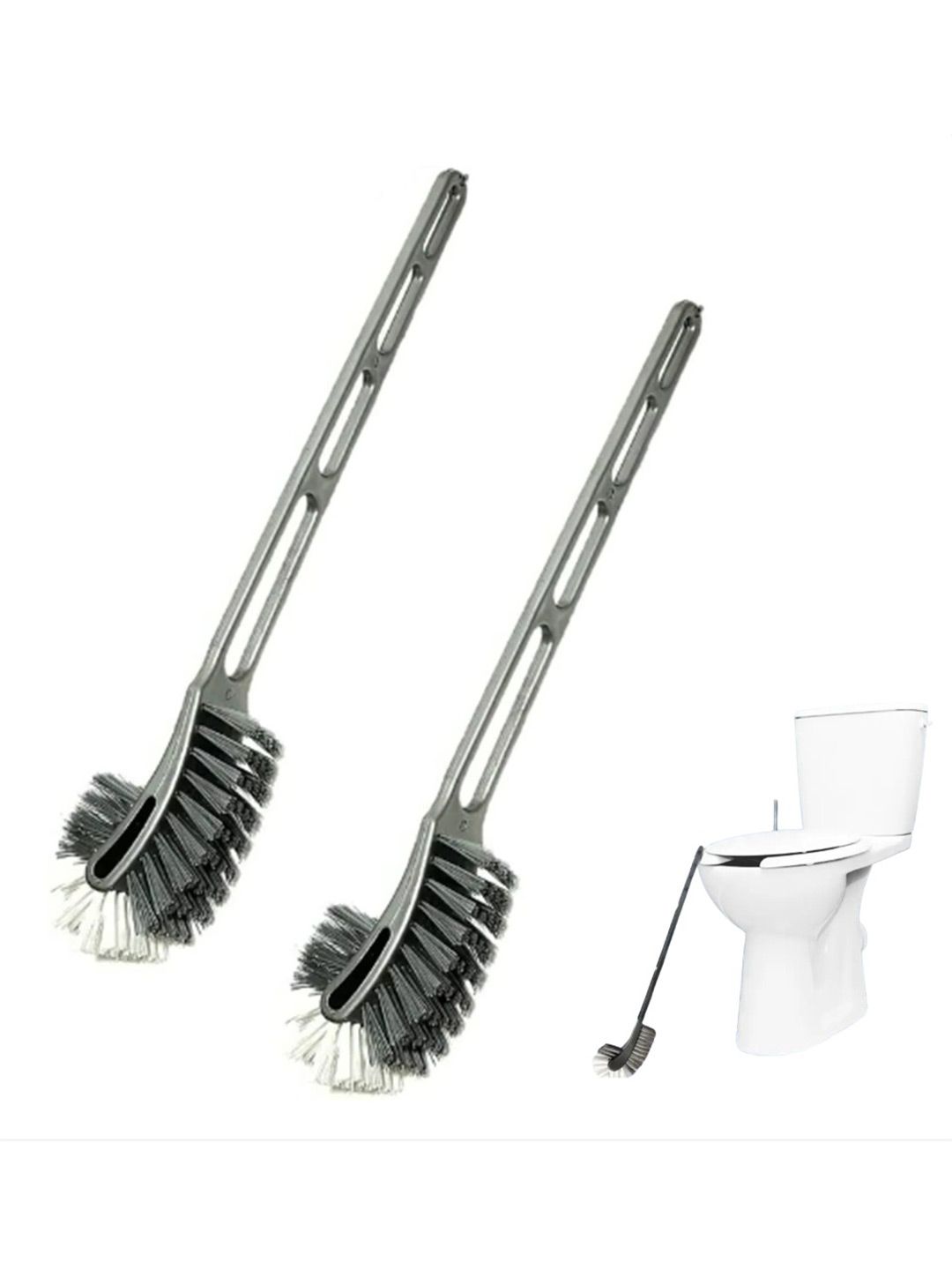 Qinpin Grey & Grey Solid Plastic Toilet Brush Holder