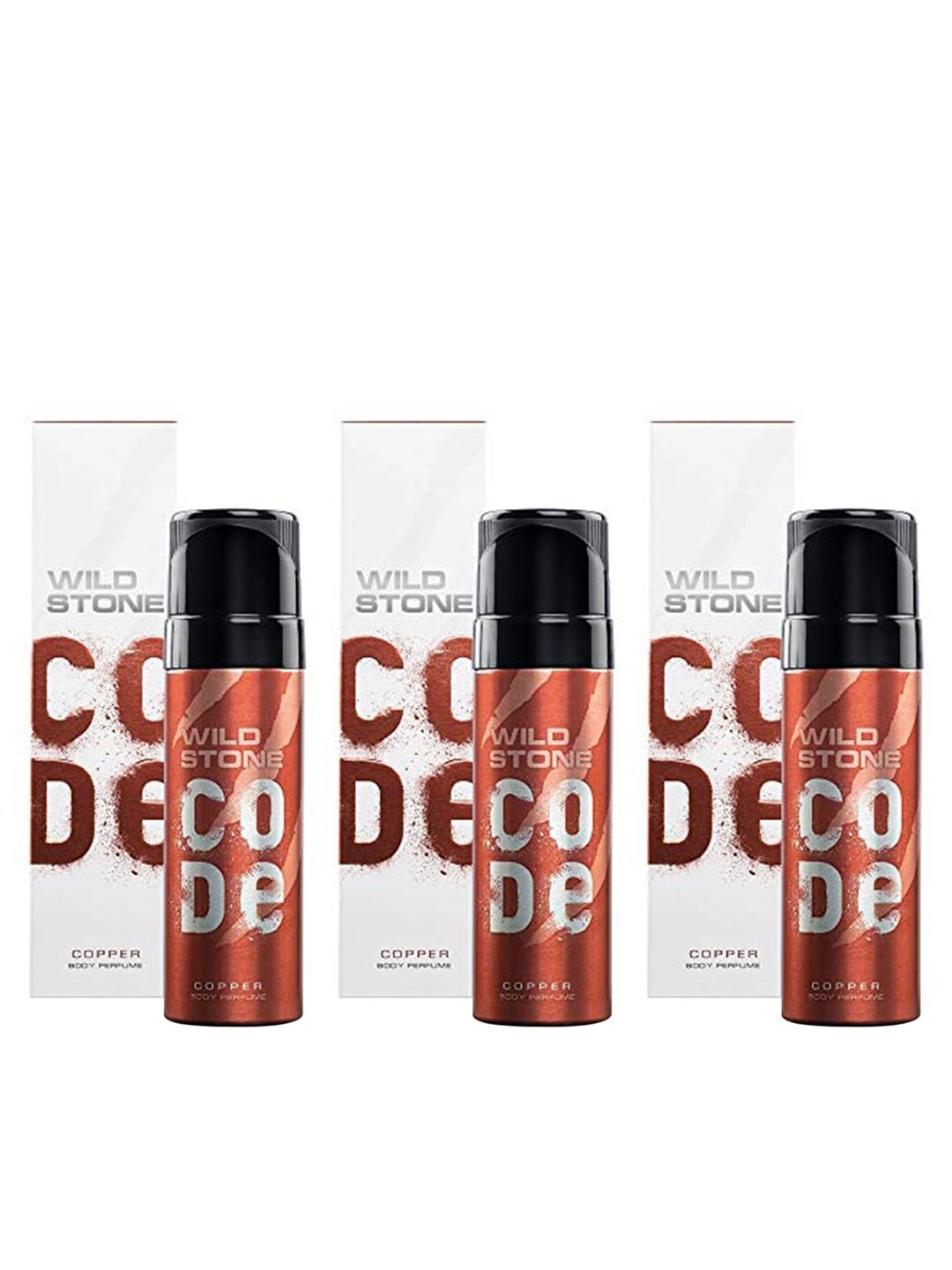 Wild stone code Men Set Of 3 Code Copper No Gas Body Perfume Deodorant - 150ml Each