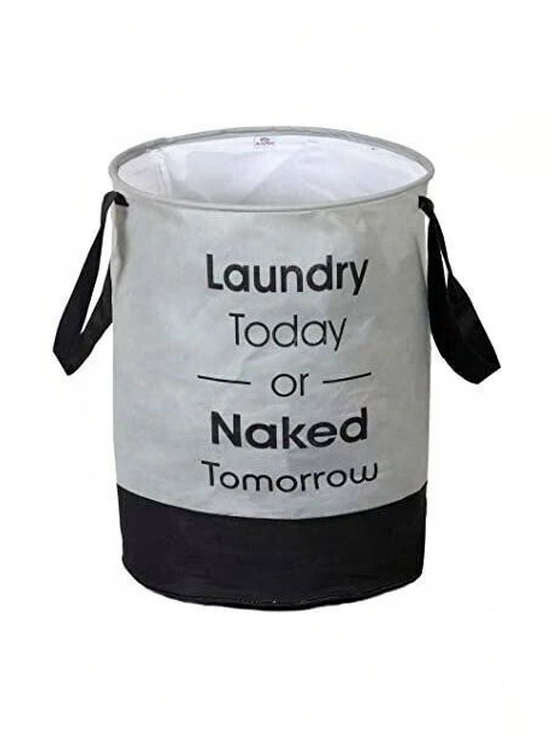 ZOVIRA Grey & Black Printed Cotton Foldable Laundry Bag