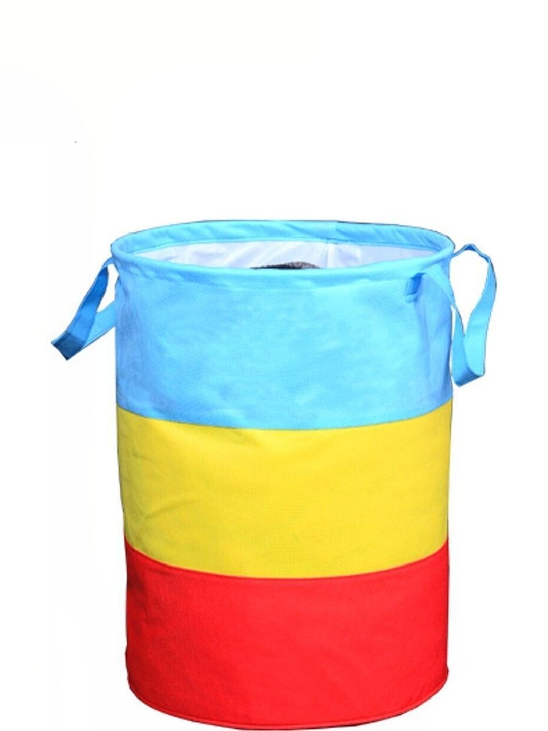 ZOVIRA Blue & Yellow Printed Cotton Foldable Laundry Bag