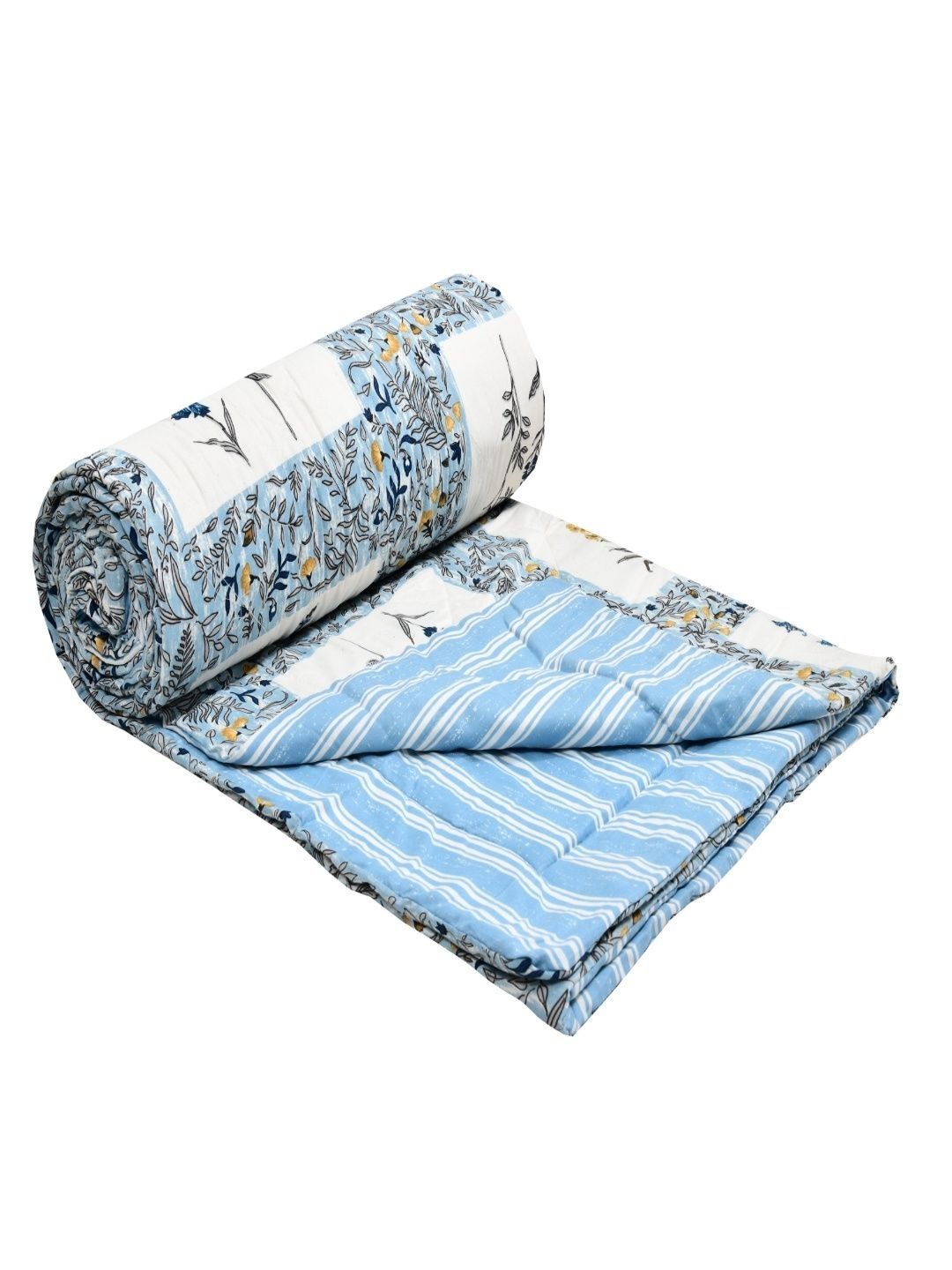Sangria Yellow & Blue Printed 150 GSM Single Quilt