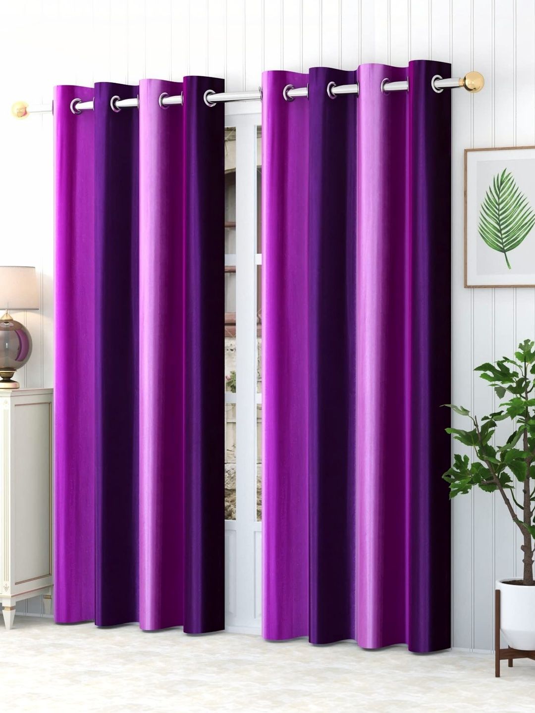 Yarnis Purple Set of 2 Door Curtain