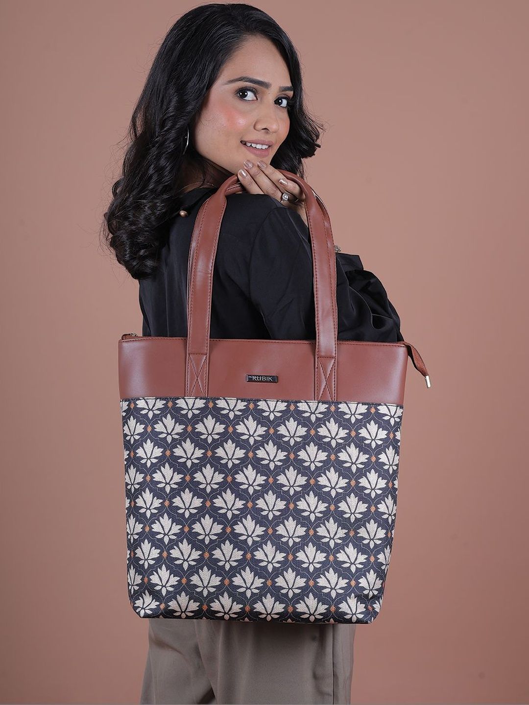 Buy Rubik Floral Printed Structured Tote Bag - Handbags for Women