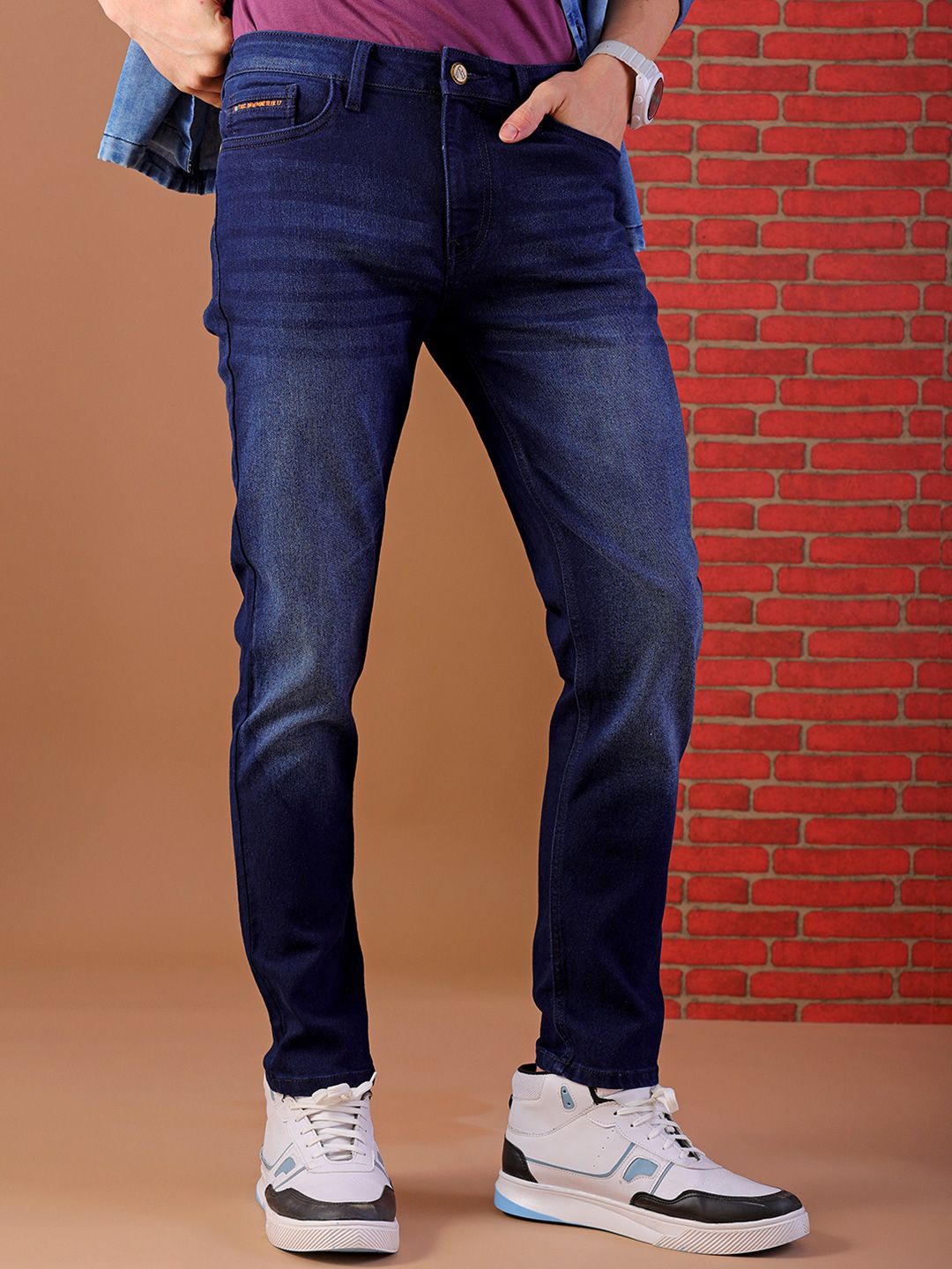 The Indian Garage Co Men Blue Slim Fit Low-Rise Clean Look Stretchable Jeans