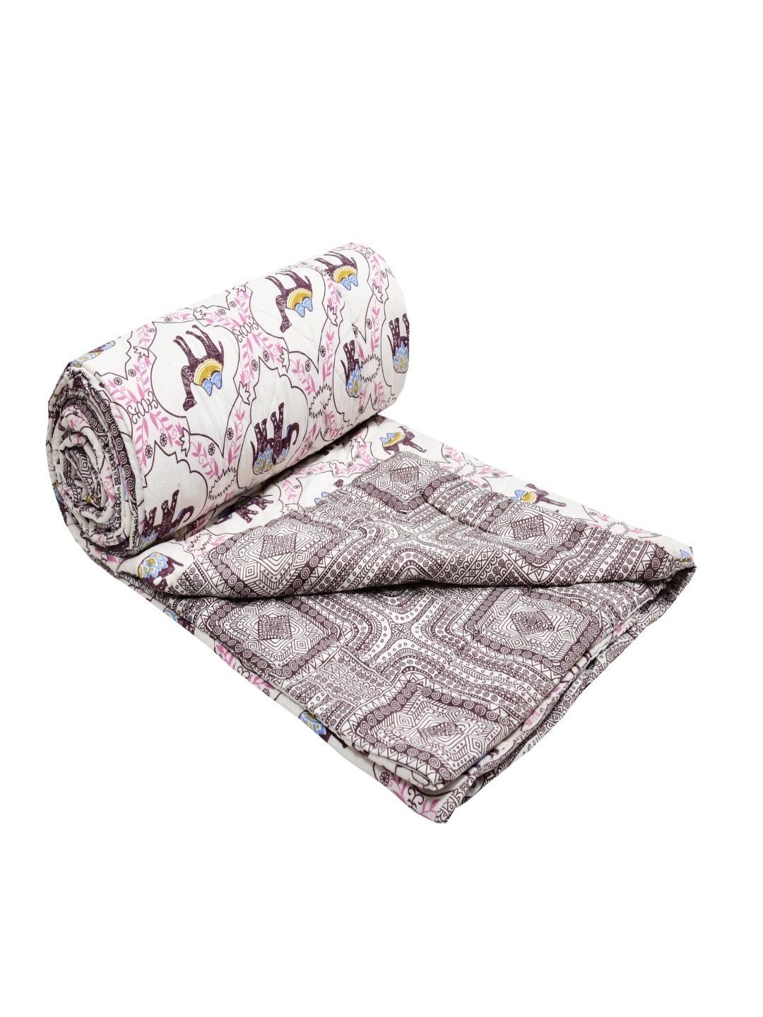 Sangria Red & Blue Printed 150 GSM Single Quilt