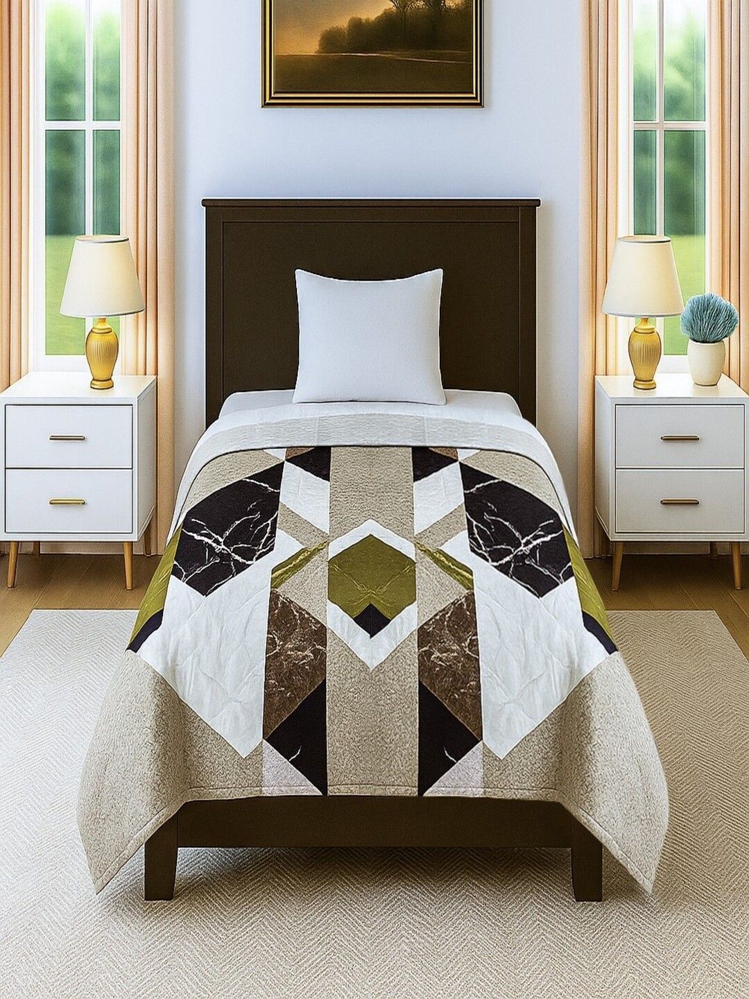 Threadwear Grey & White 300 GSM Comforter