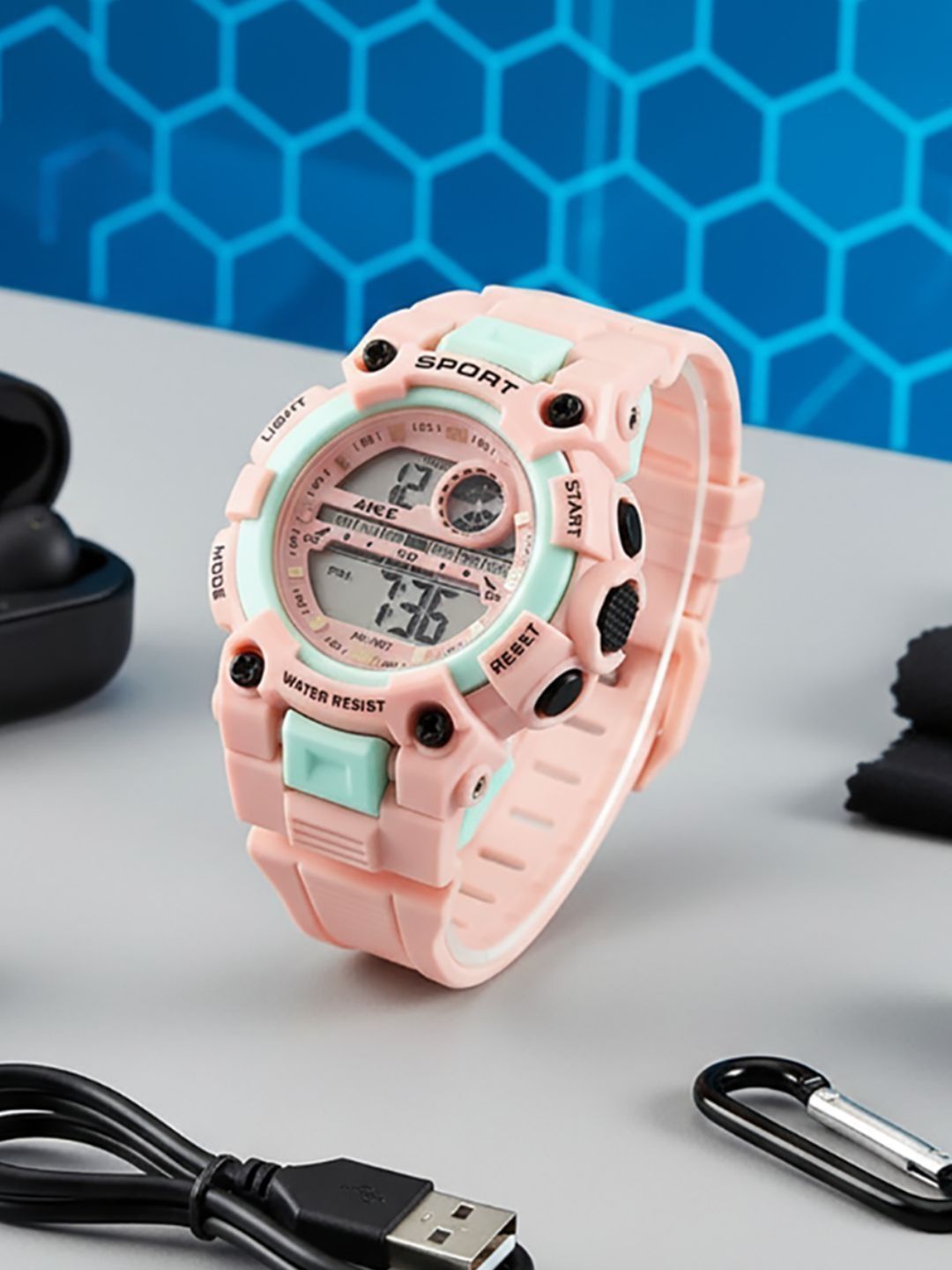 PAPIO Unisex Kids Dial & Straps Digital Alarm Watch DIGITAL-041 PINK deal from myntra