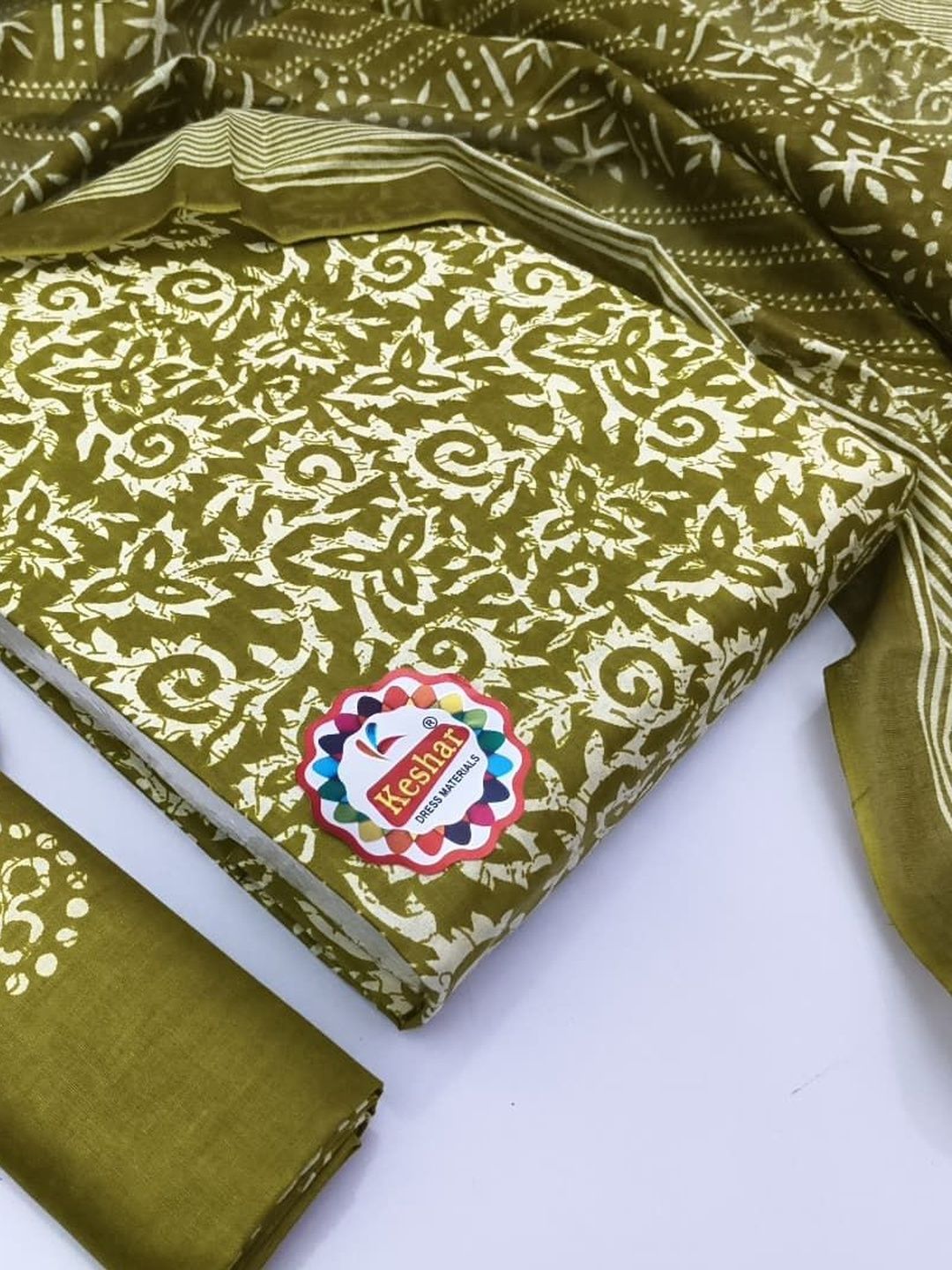 Keshar Printed Pure Cotton Unstitched Dress Material