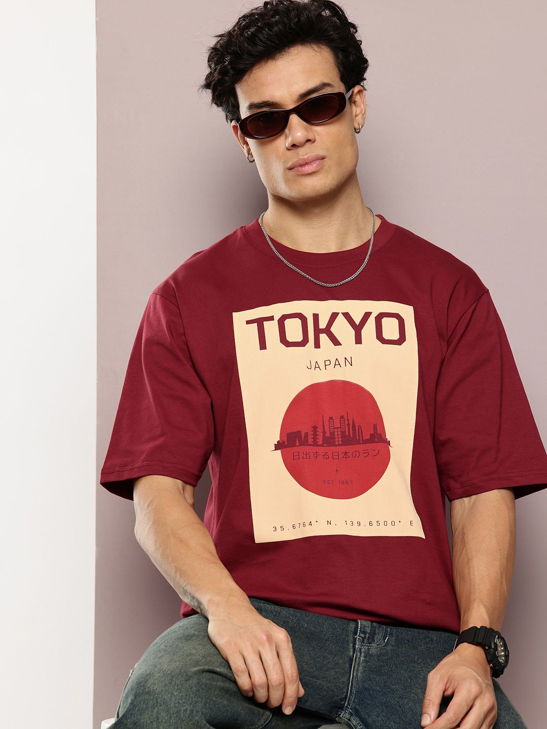 DILLINGER Men Printed Round Neck Oversized Tshirts