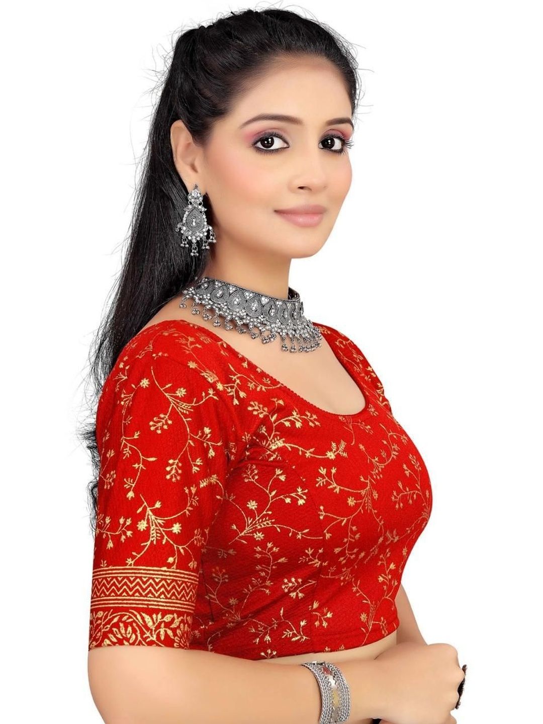 UNYUG UNYUG Embroidered U-Neck Saree Blouse