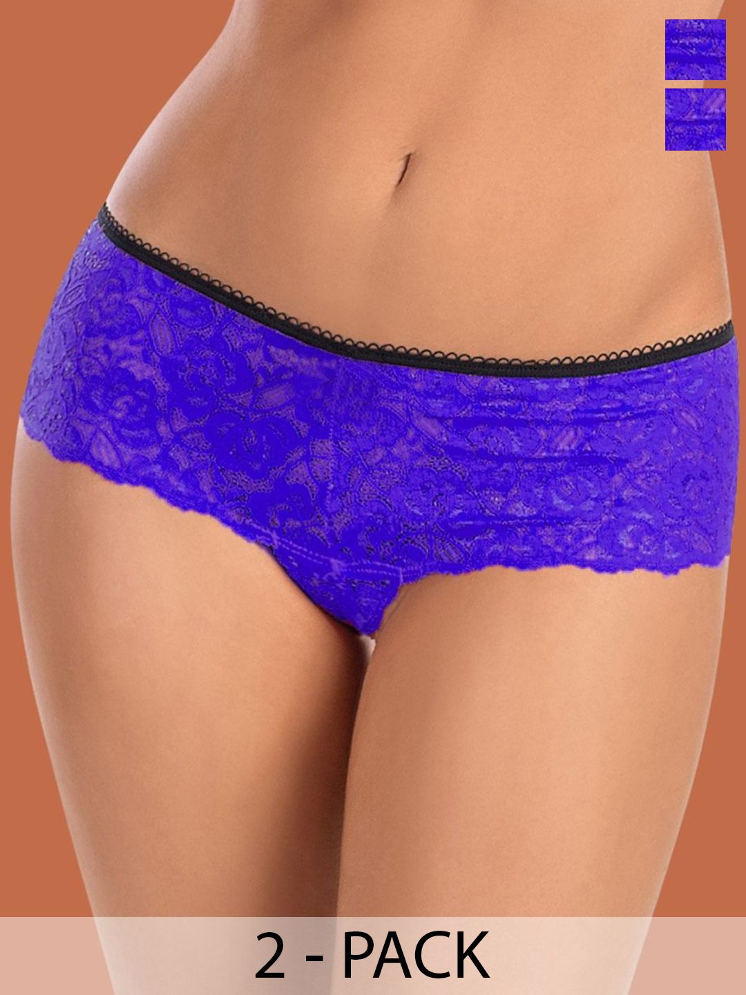 CROSAL Pack of 2 Self Design Nylon Low-rise Outer Elastic Hipster Briefs