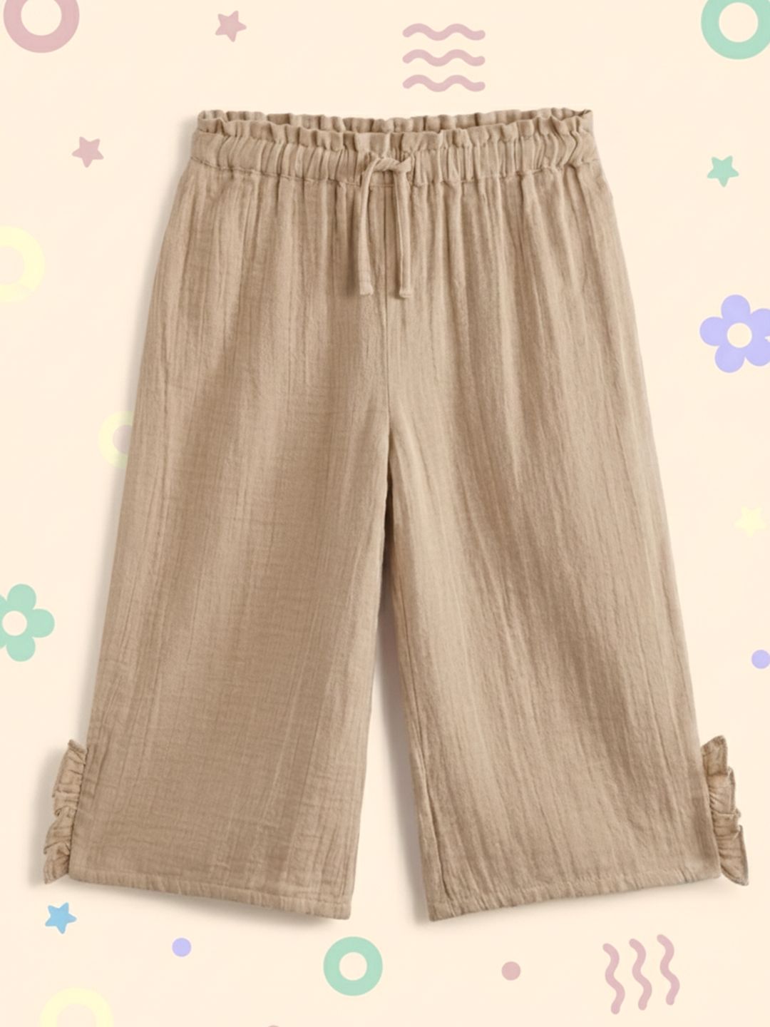 mothercare Girls Solid Parallel Trousers with Ruffles