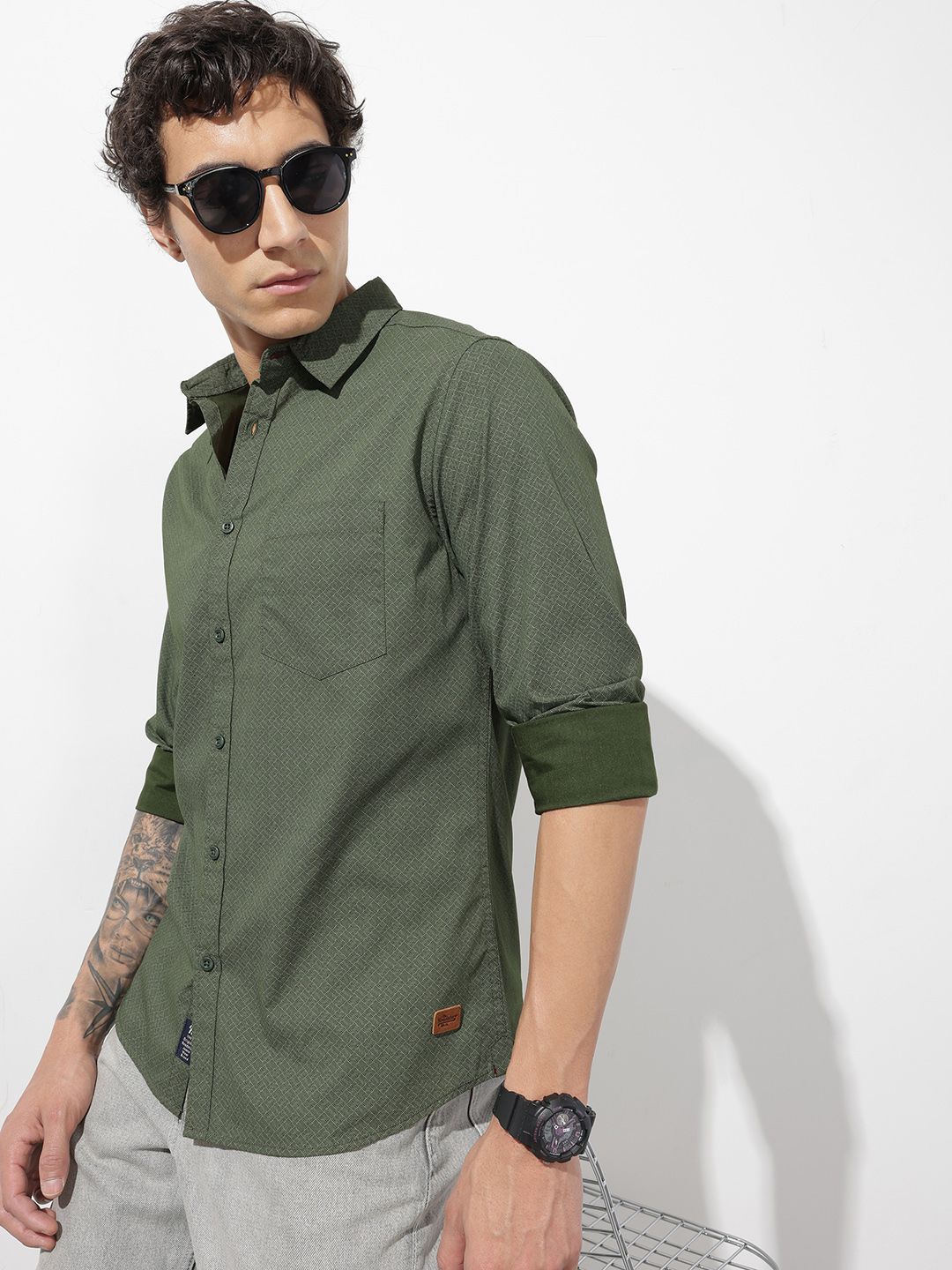 The Roadster Life Co. Geometric Printed Pure Cotton Casual Shirt