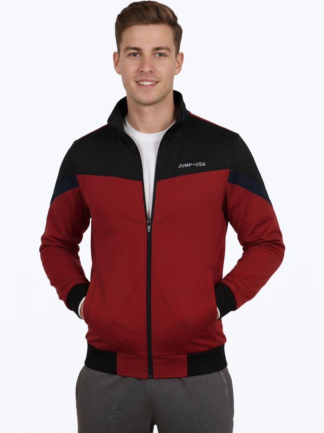 JUMP USA Men Brand Logo Colourblocked Lightweight Sporty Jacket