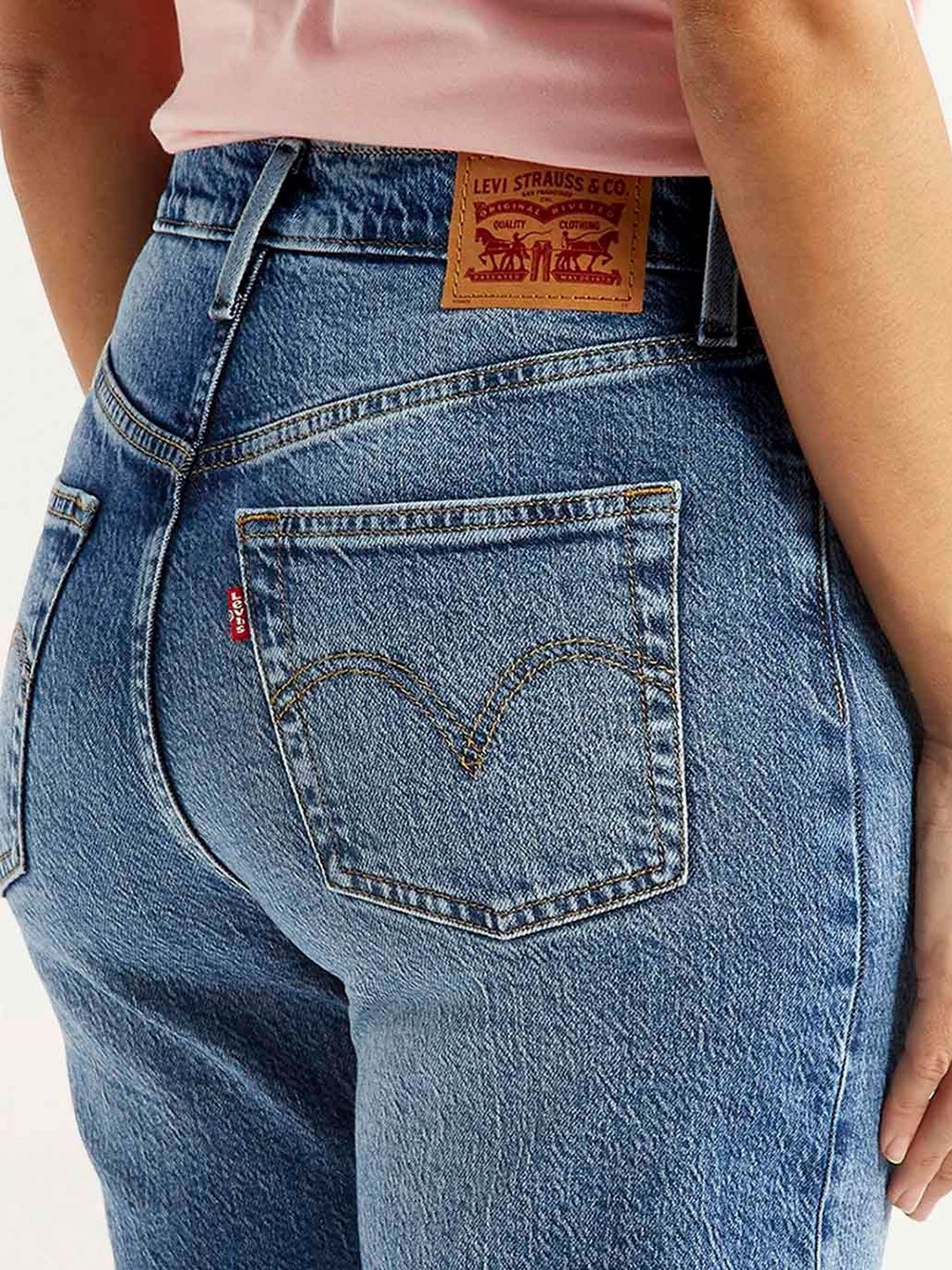 High Rise Ribcage Straight Fit Blue Jeans