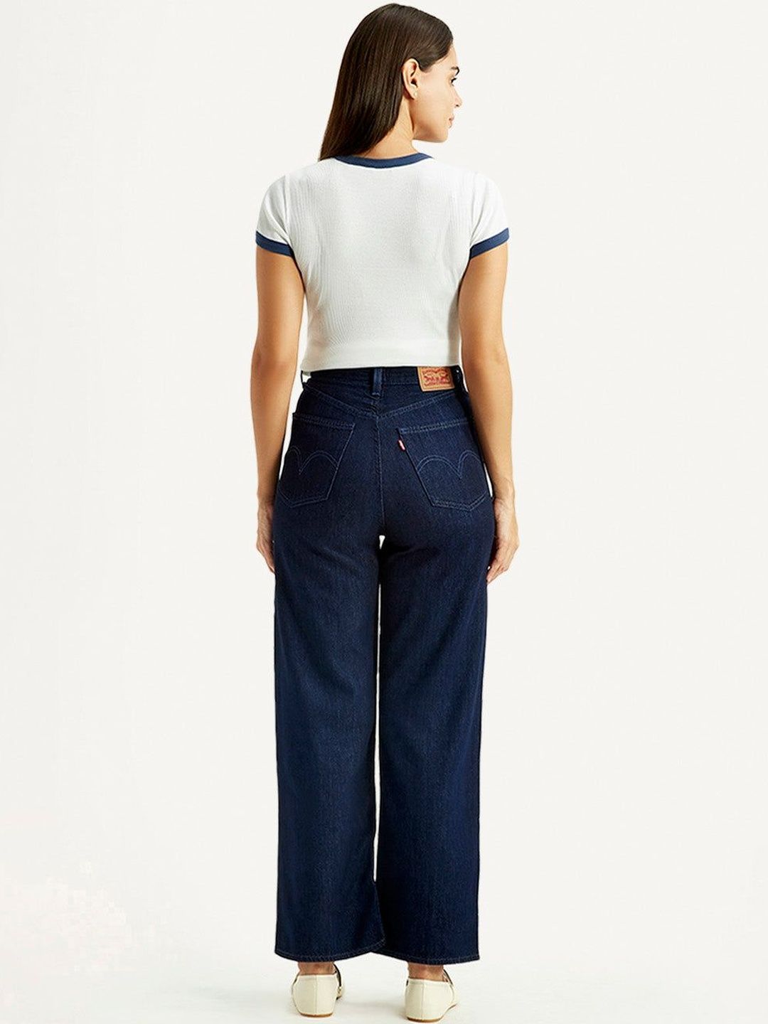 High Rise Loose Fit Dark-Blue Jeans