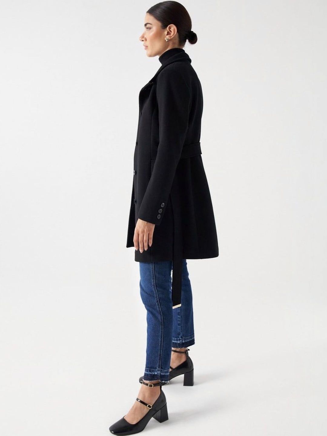 SALSA JEANS Spread Collar Longline Overcoat