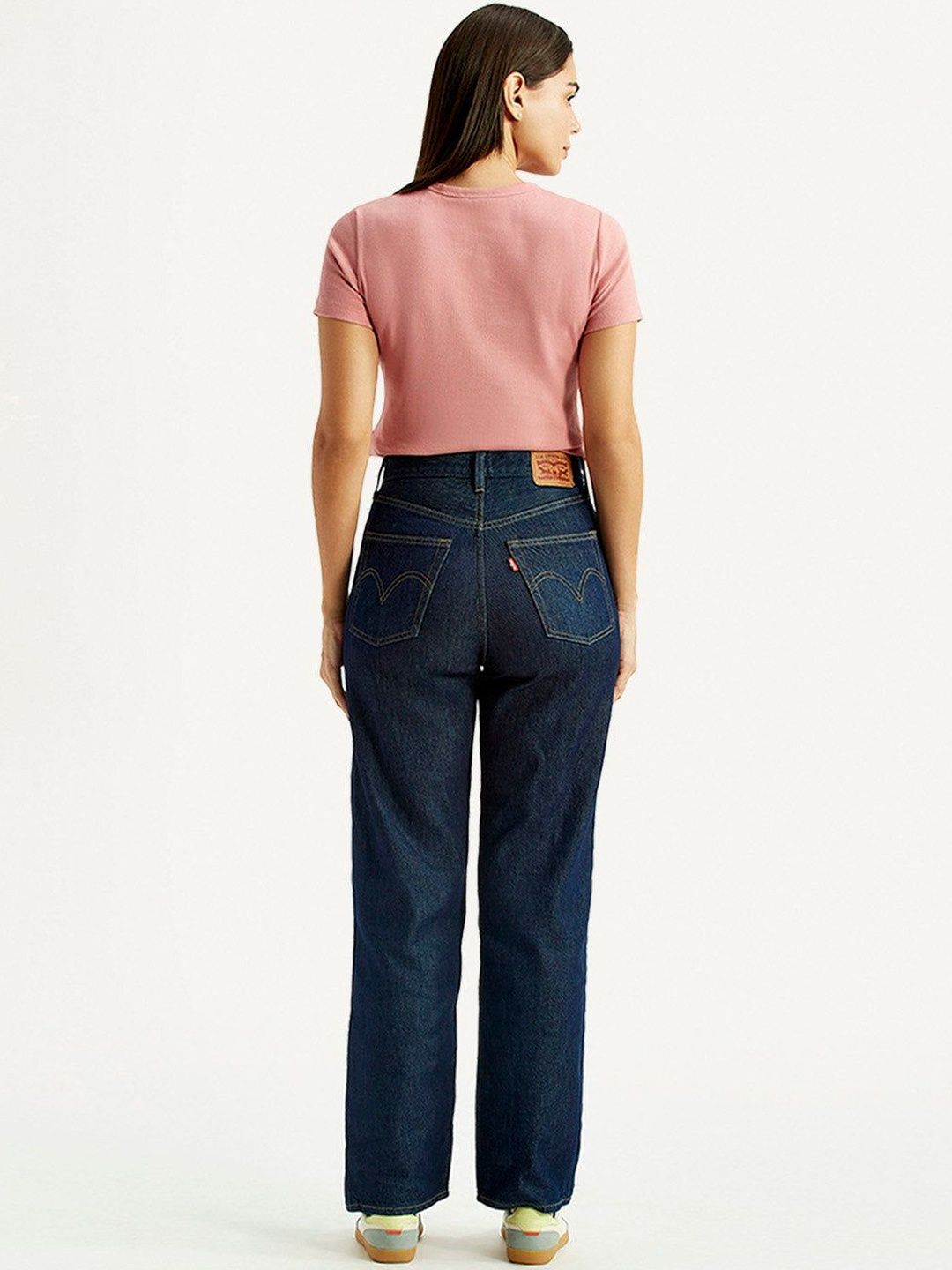 High Rise Ribcage Straight Fit Navy Jeans