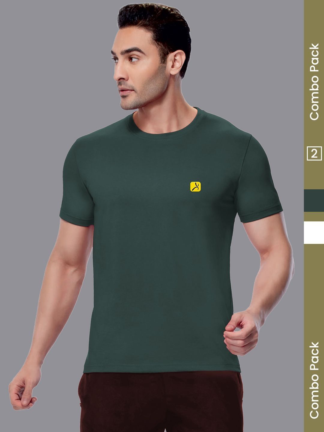 AMUL COMFY Pack Of 2 Printed Cotton Round Neck Half Sleeves T-Shirts