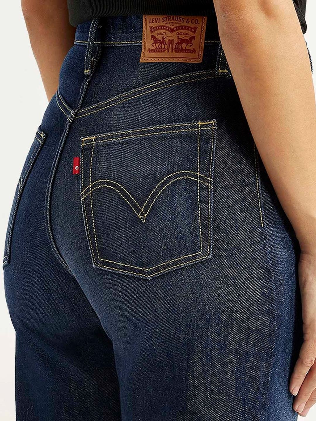 High Rise Ribcage Wideleg Fit Navy Jeans