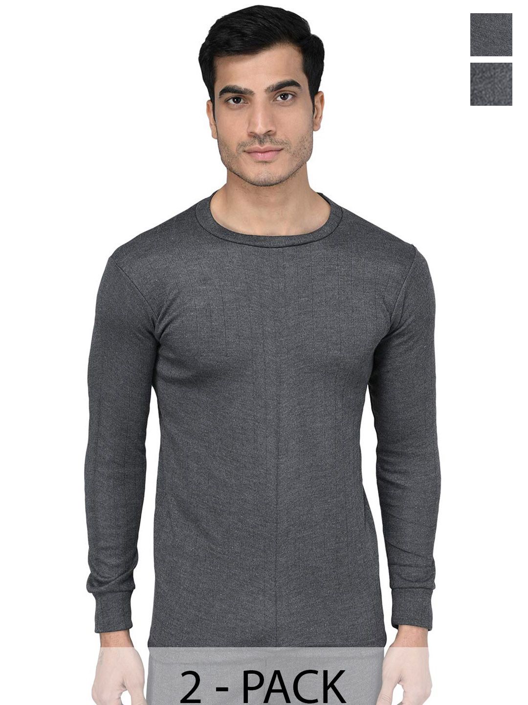 AMUL COMFY Pack of 2 Round Neck Thermal Tops