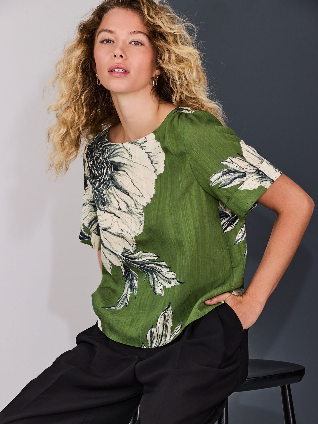Buy NEXT Pure Cotton Ethnic Printed Roll-Up Sleeves Top - Tops for
