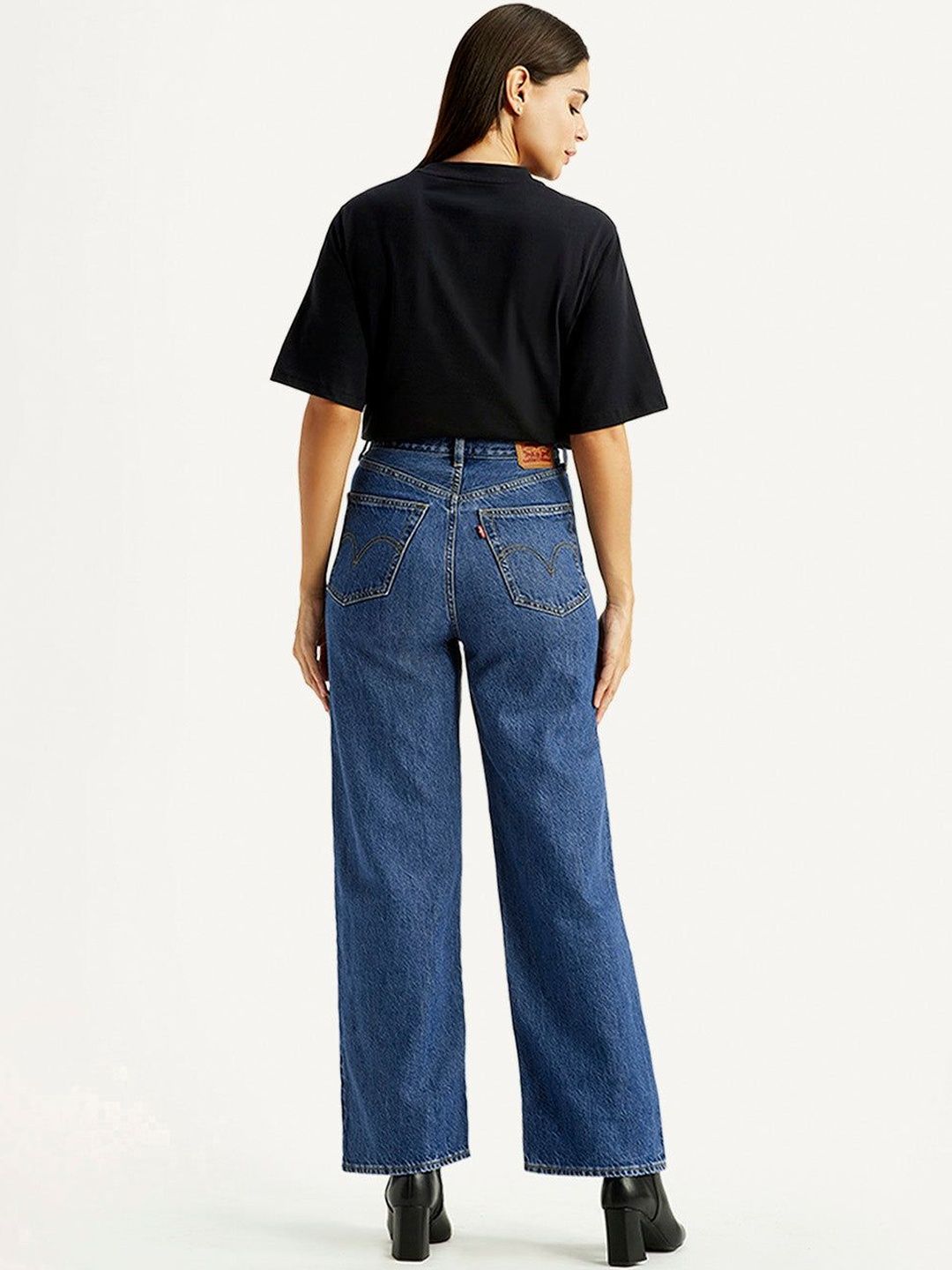High Rise Loose Fit Blue Jeans