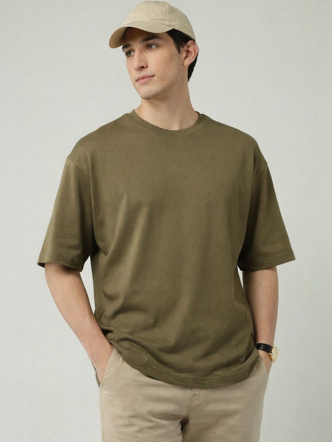The Roadster Lifestyle Co Round Neck Oversized-Fit Tshirt