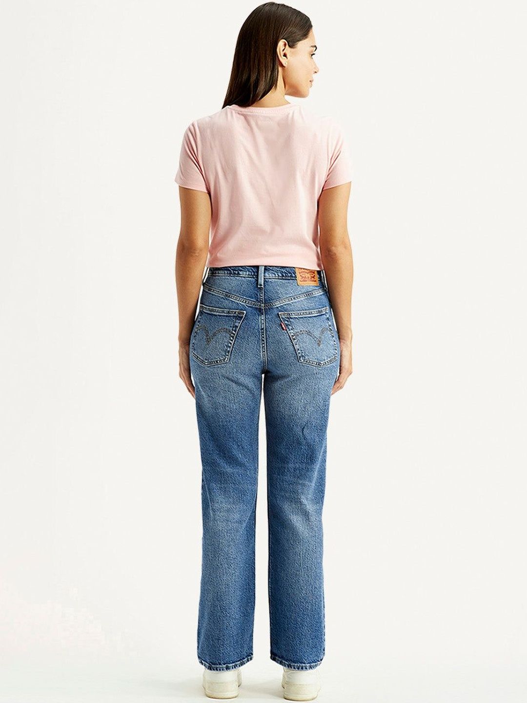 High Rise Ribcage Straight Fit Blue Jeans
