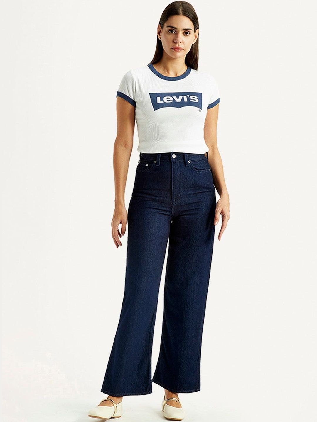 High Rise Loose Fit Dark-Blue Jeans