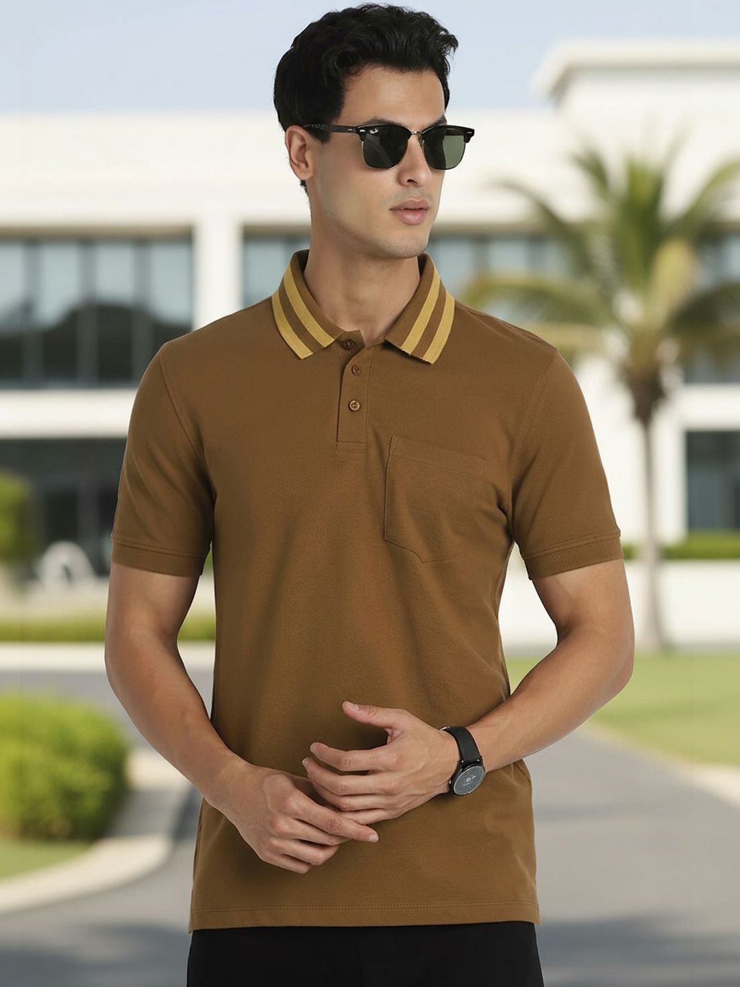 NOBERO Men Polo Collar T-shirt