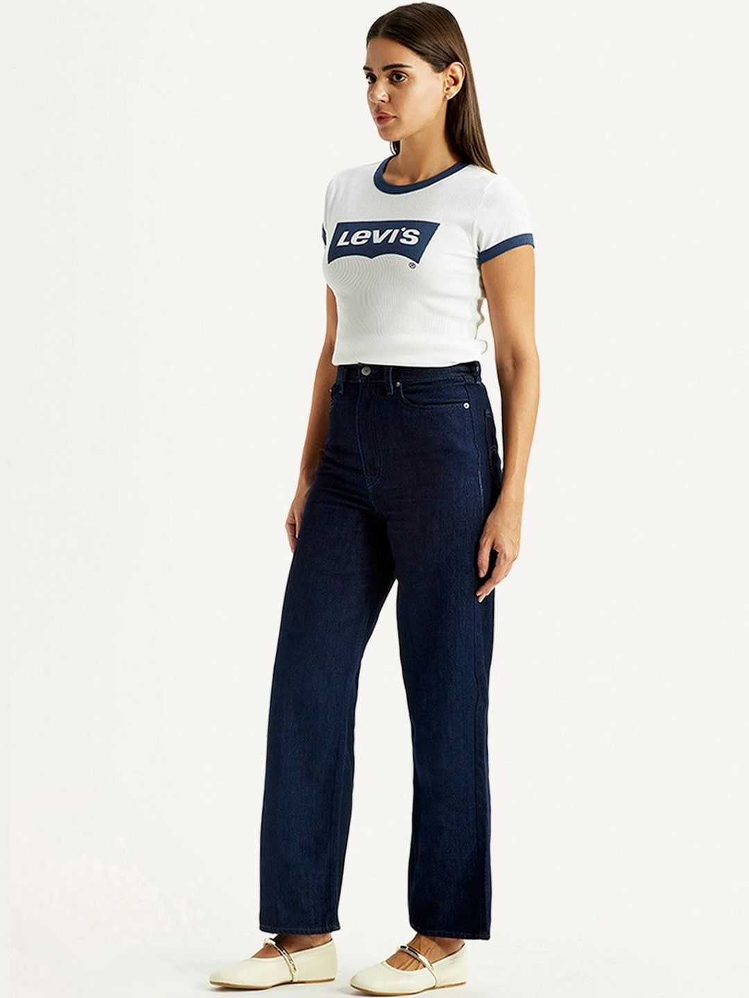 High Rise Loose Fit Dark-Blue Jeans
