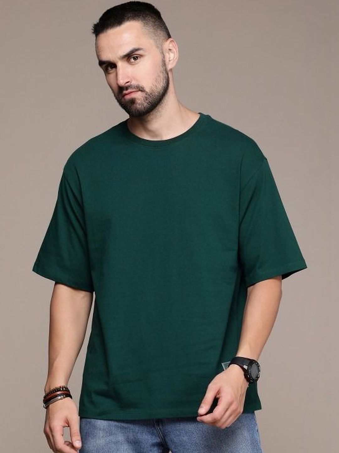 The Roadster Lifestyle Co Round Neck Oversized-Fit Tshirt