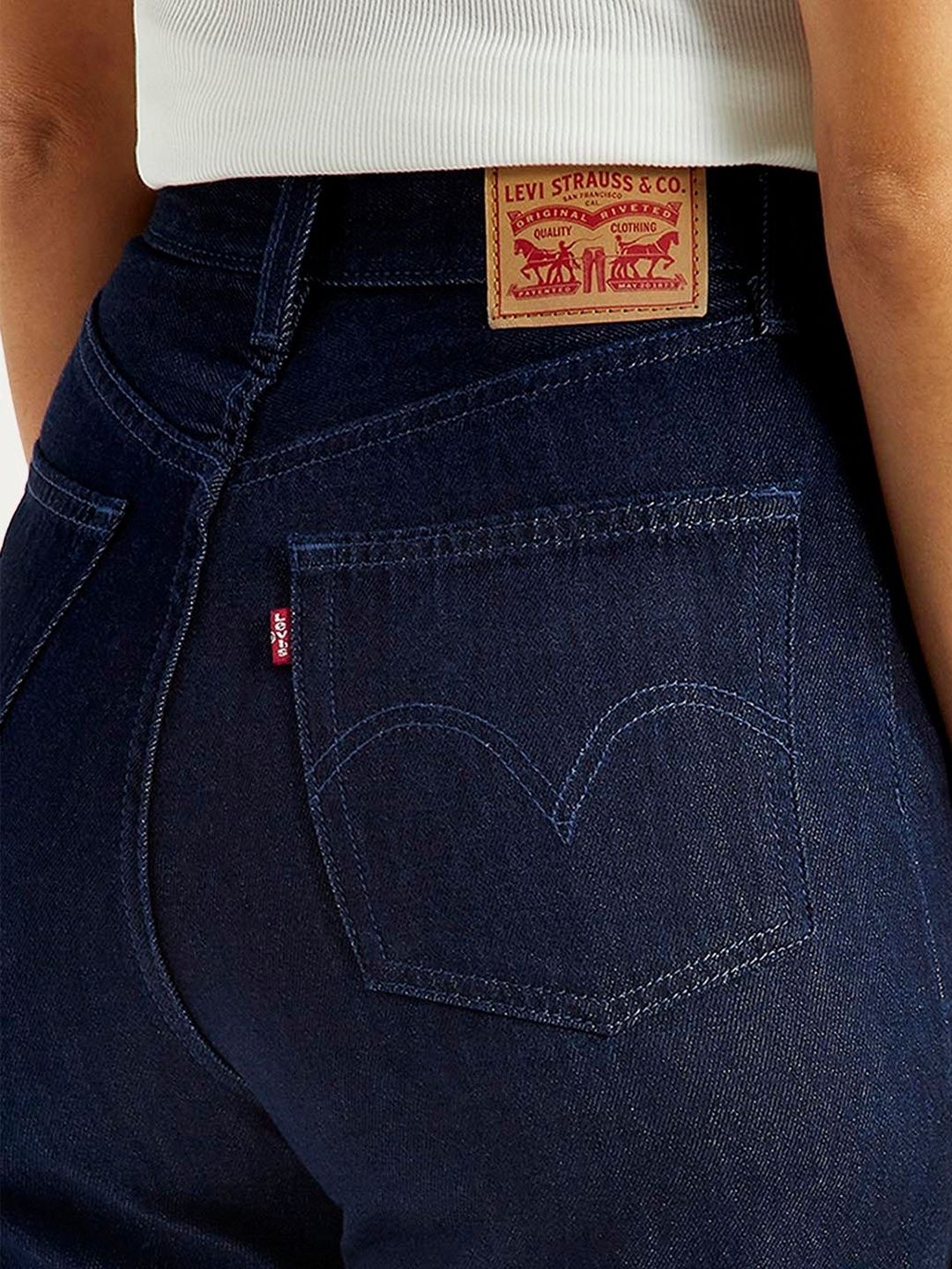 High Rise Loose Fit Dark-Blue Jeans