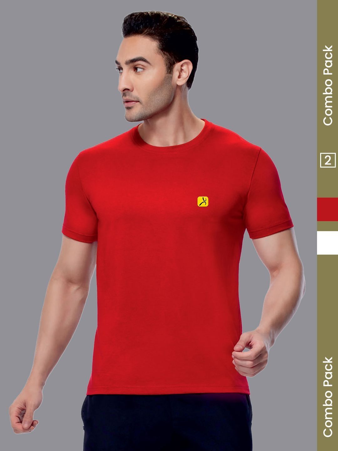 AMUL COMFY Pack Of 2 Cotton Round Neck T-Shirts