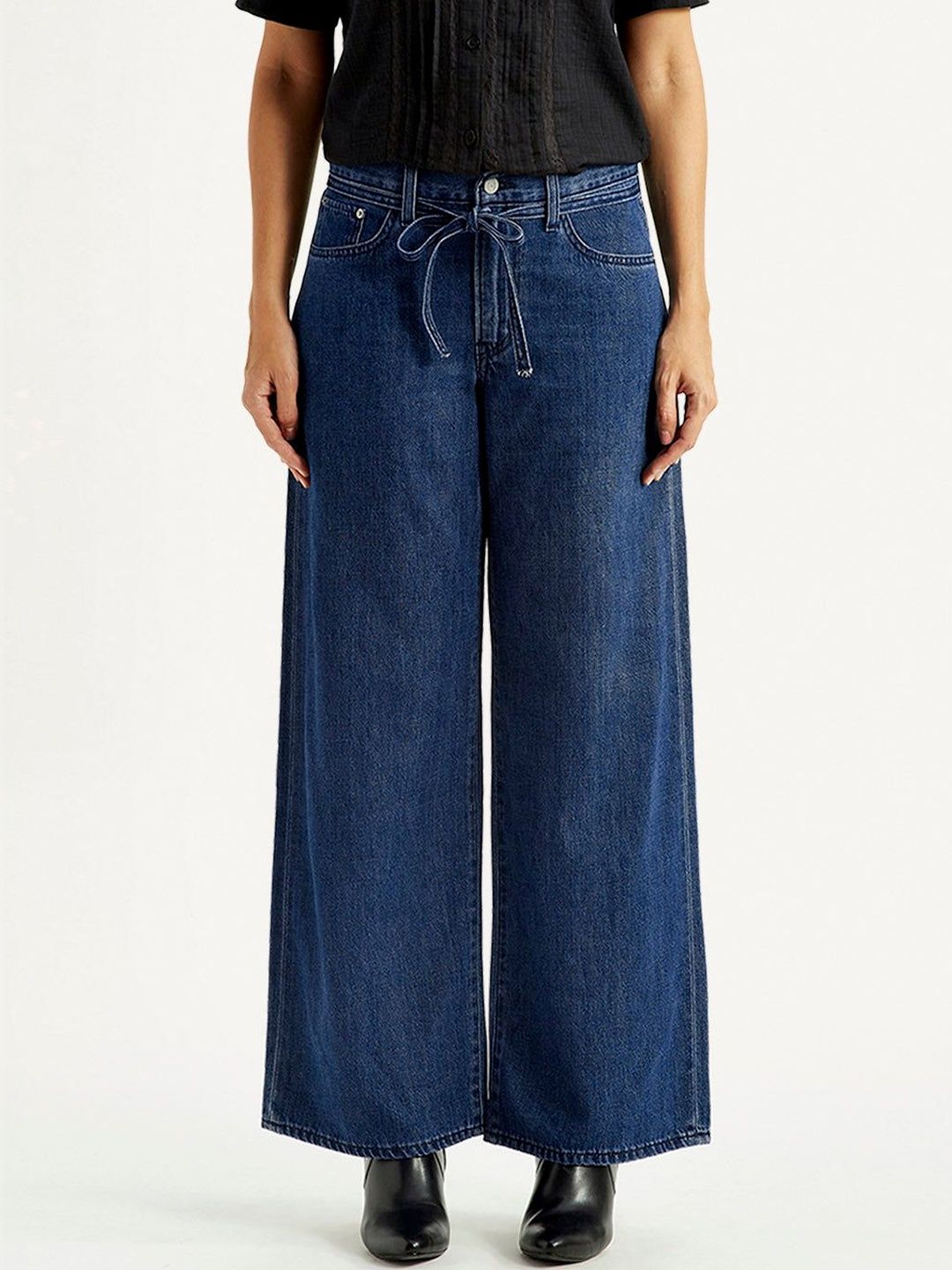 Mid Rise Loose Fit Blue Jeans