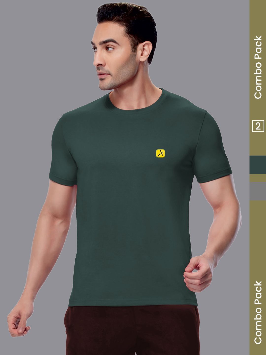 AMUL COMFY Pack Of 2 Round Neck Short Sleeve T-Shirt