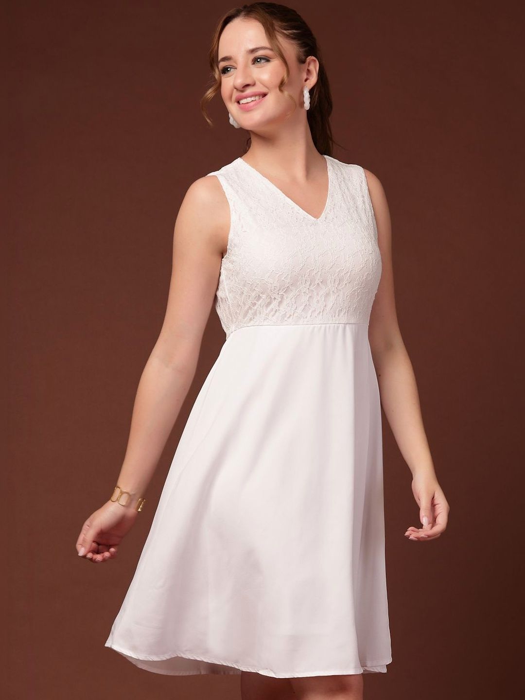 White Polyester Dress - Buy White Polyester Dress online in India