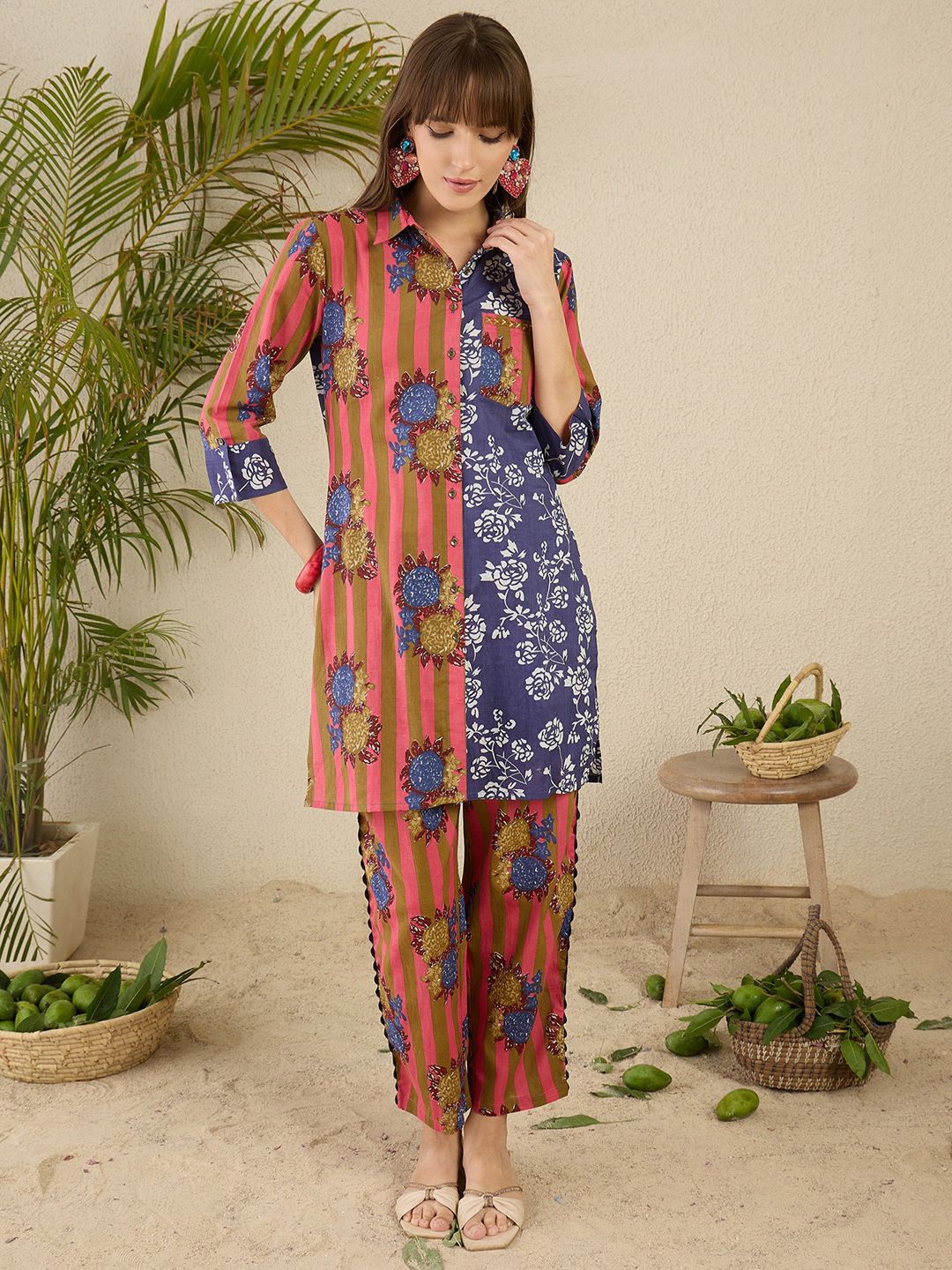 Indo Era Printed Pure Cotton Kurta & Trouser Co-Ords