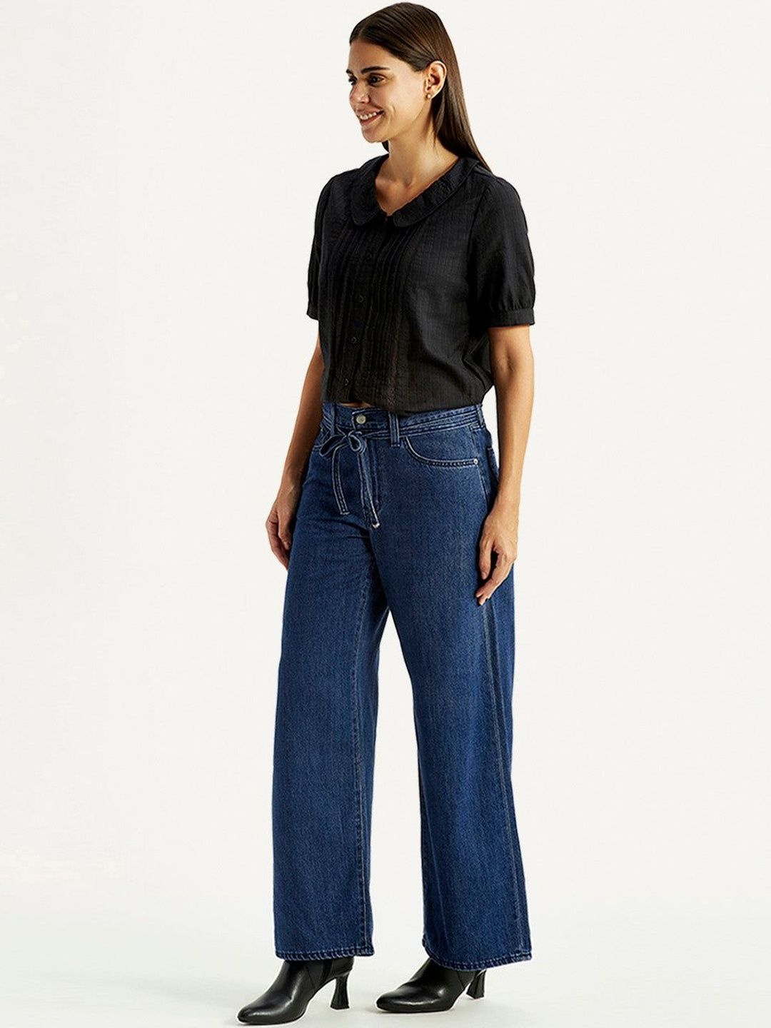 Mid Rise Loose Fit Blue Jeans
