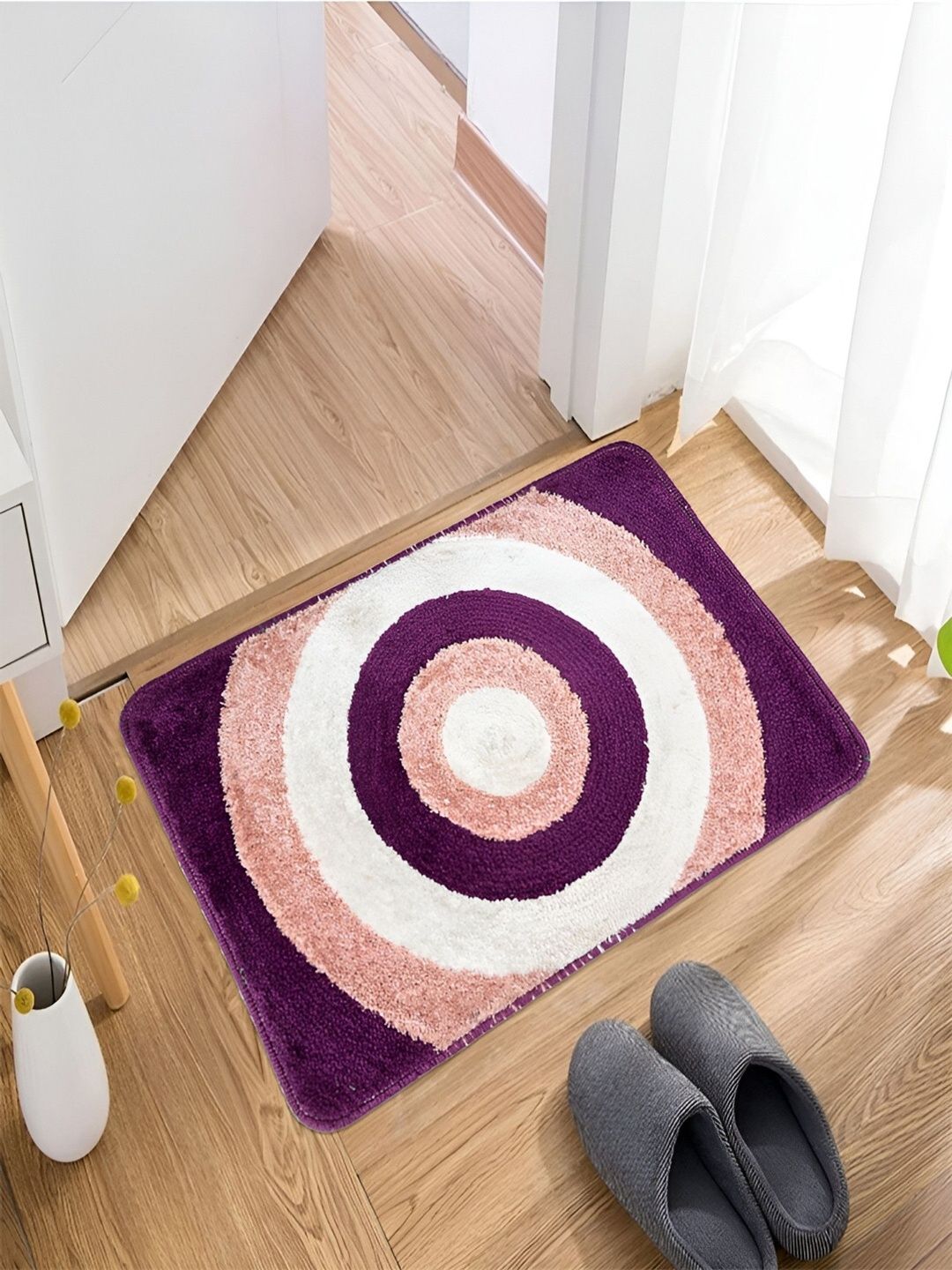 HOMESTIC Purple & Brown Patterned Anti-Skid Rectangular Doormats