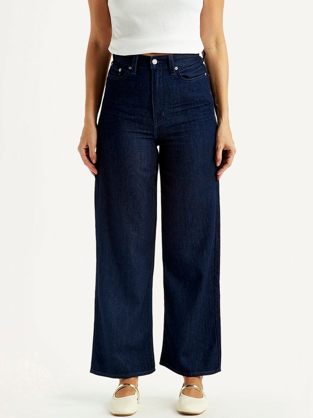 High Rise Loose Fit Dark-Blue Jeans