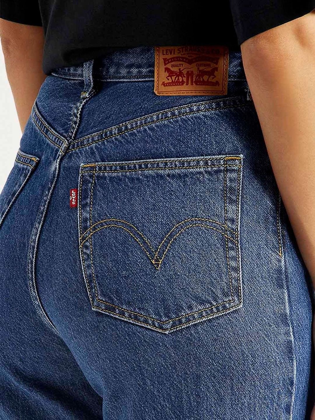 High Rise Loose Fit Blue Jeans