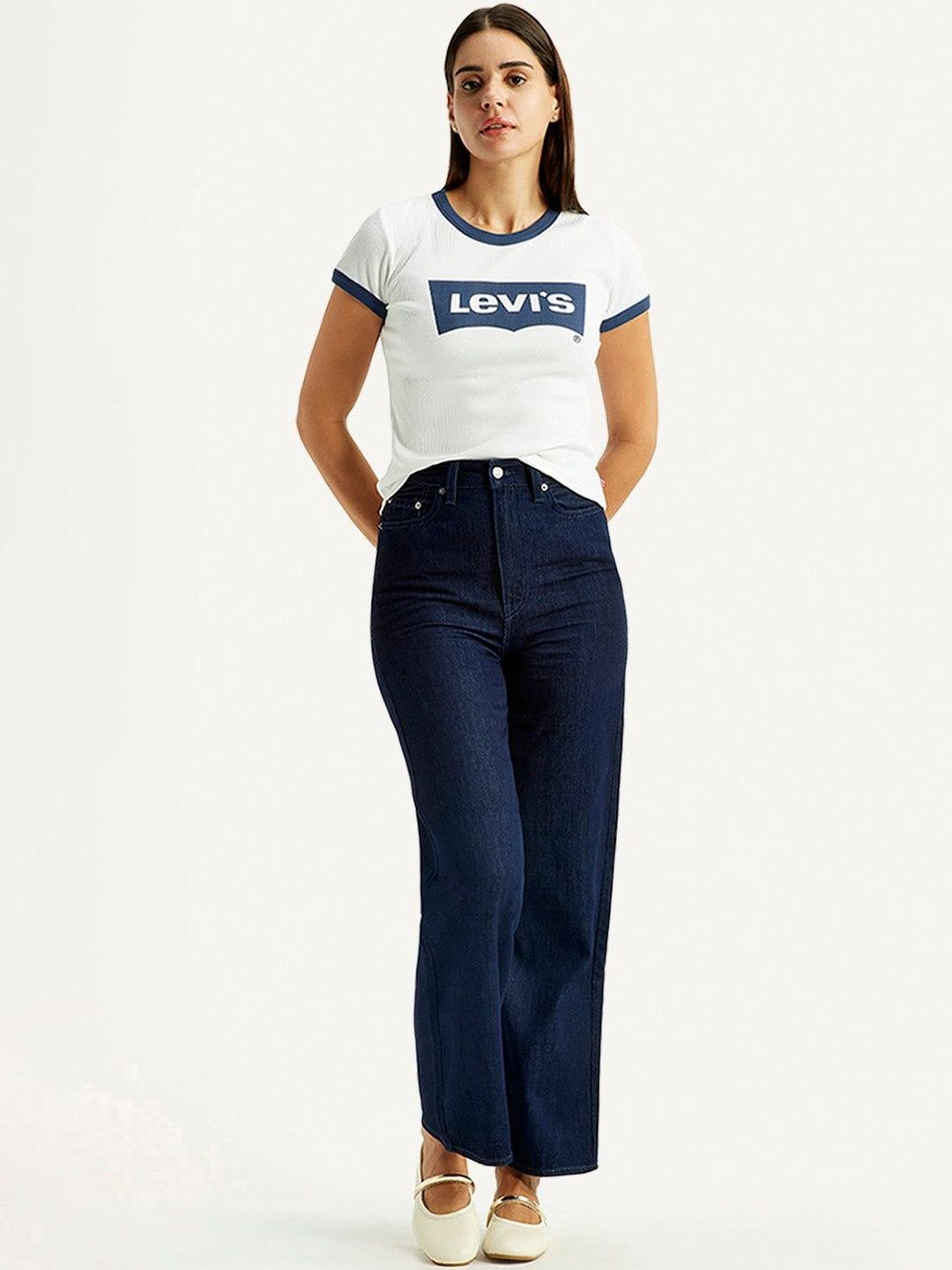High Rise Loose Fit Dark-Blue Jeans