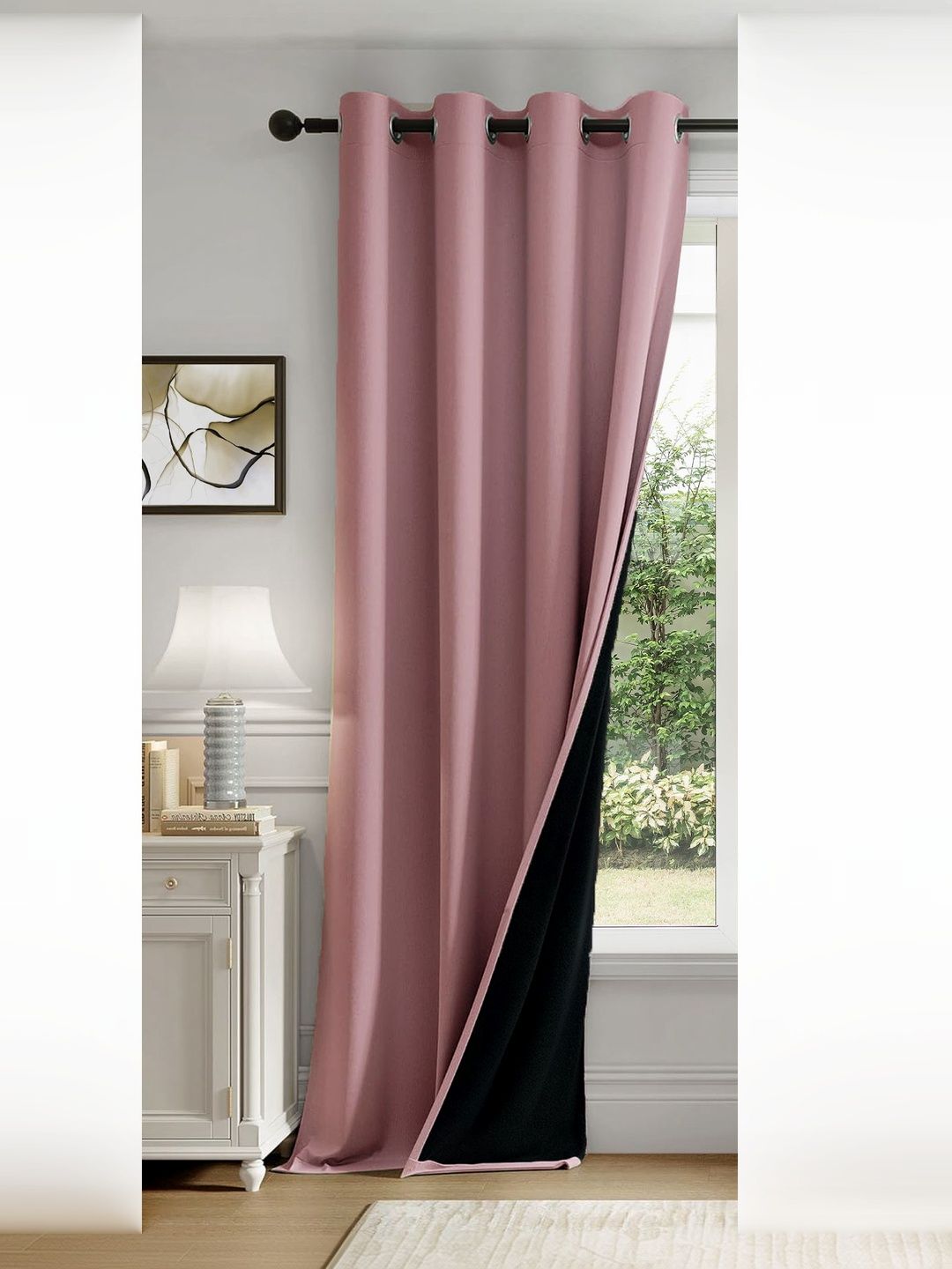 HOMEMONDE HOMEMONDE Purple Black Out Door Curtain