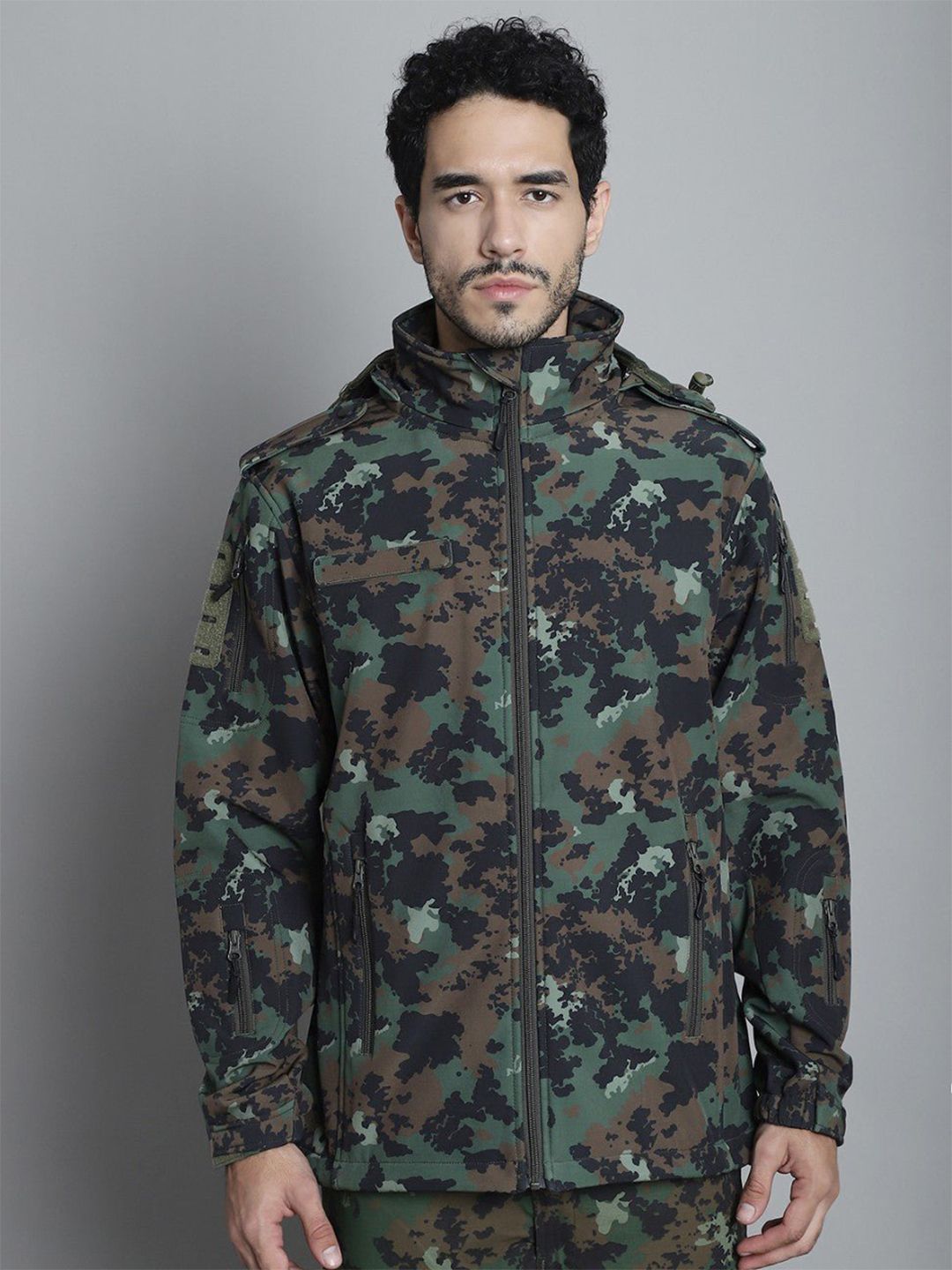 MOUNTMILLER Men's Camouflage 12 Zipper Soft Shell Dual Layered Ripstop Tactical Jacket