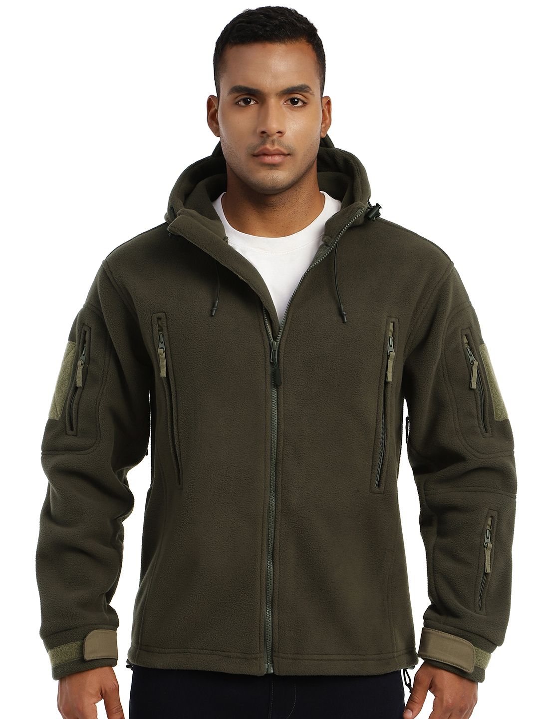 MOUNTMILLER Men's Solid Ripstop Dual Superbond HLKN Fleece Tactical Hooded Jacket