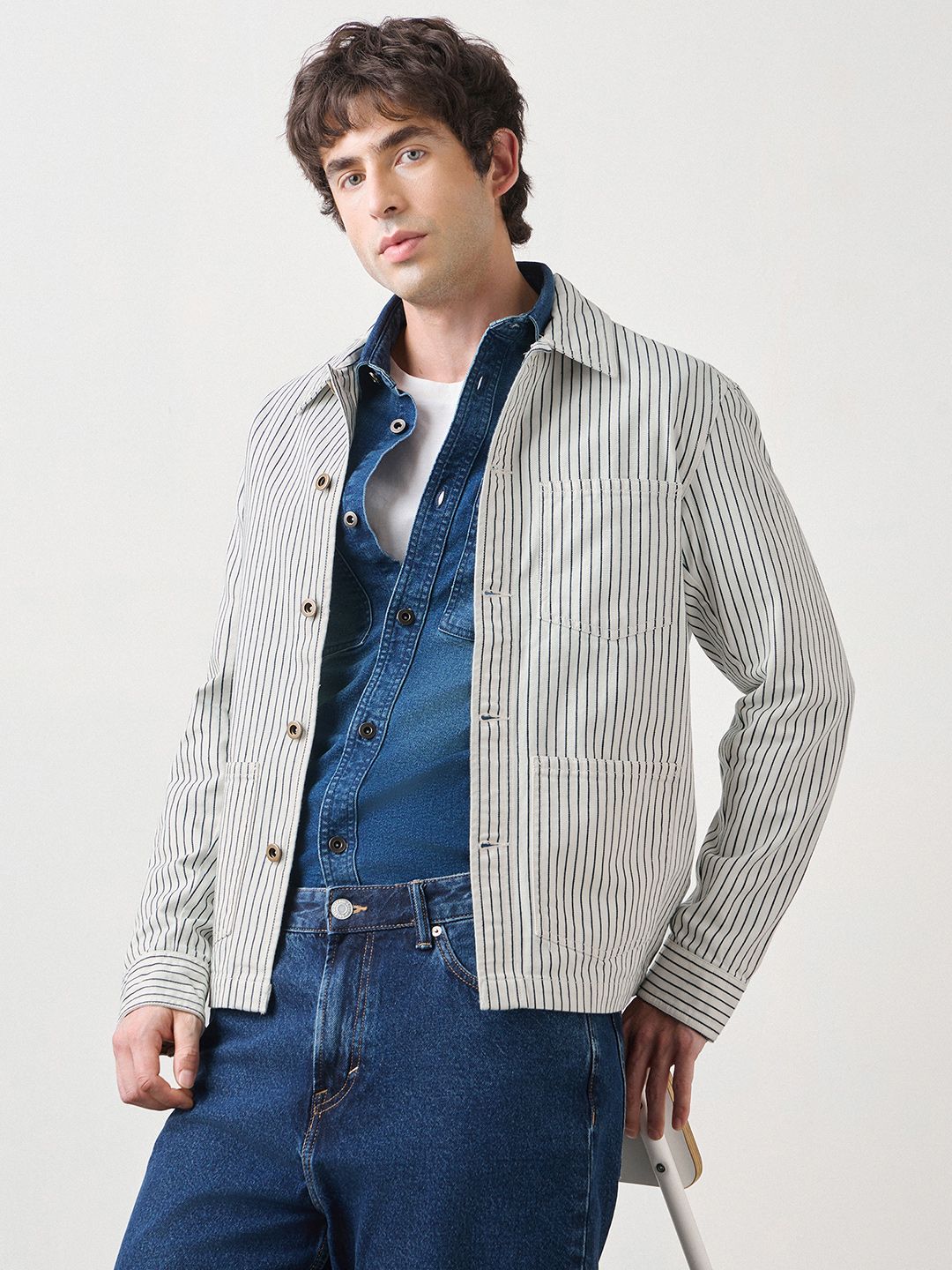 Red Flame Striped Denim Jacket