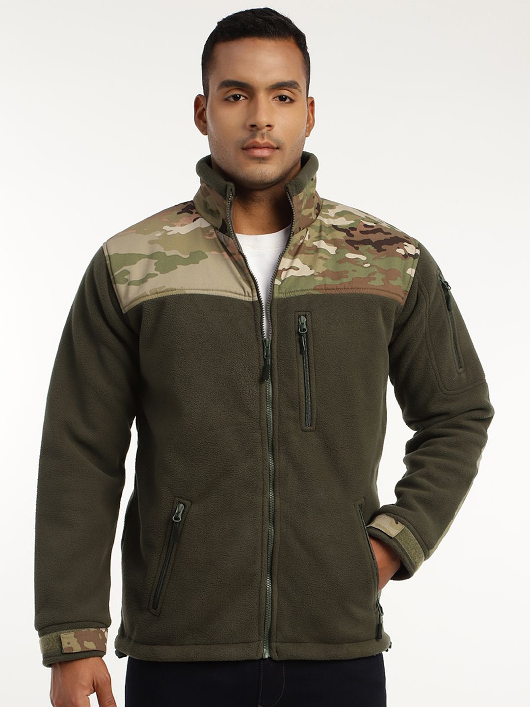 MOUNTMILLER Men's Camouflage Printed Ripstop Dual Superbond HLKN Fleece Tactical Jacket